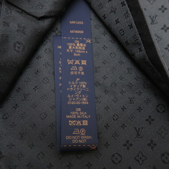 Louis Vuitton Mixed Monogram 8CM S00 Men's Necktie M78958 100% Silk Noir (Black) - Picture 4 of 5